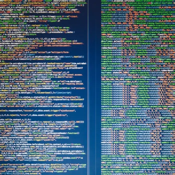 Web application code on a computer screen